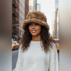 Women's New Brown Luxurious Cozy Faux Fur Hat
